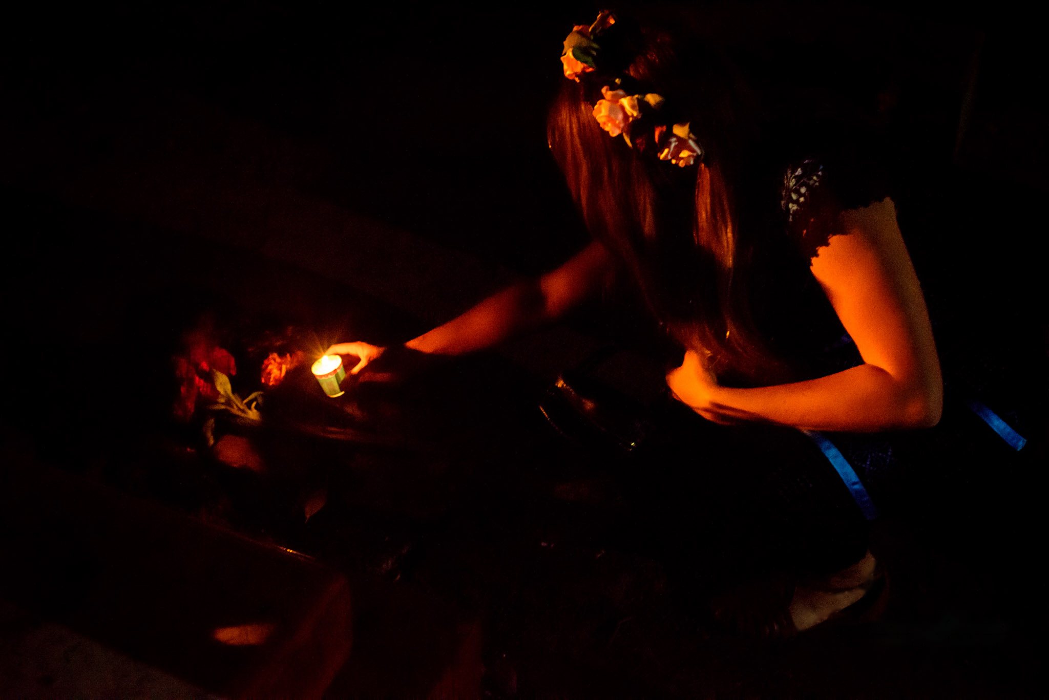 A candlelit moment during an evening celebration in Oaxaca